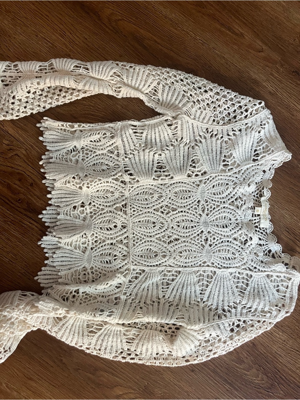 Ivory Crochet Openwork Pullover